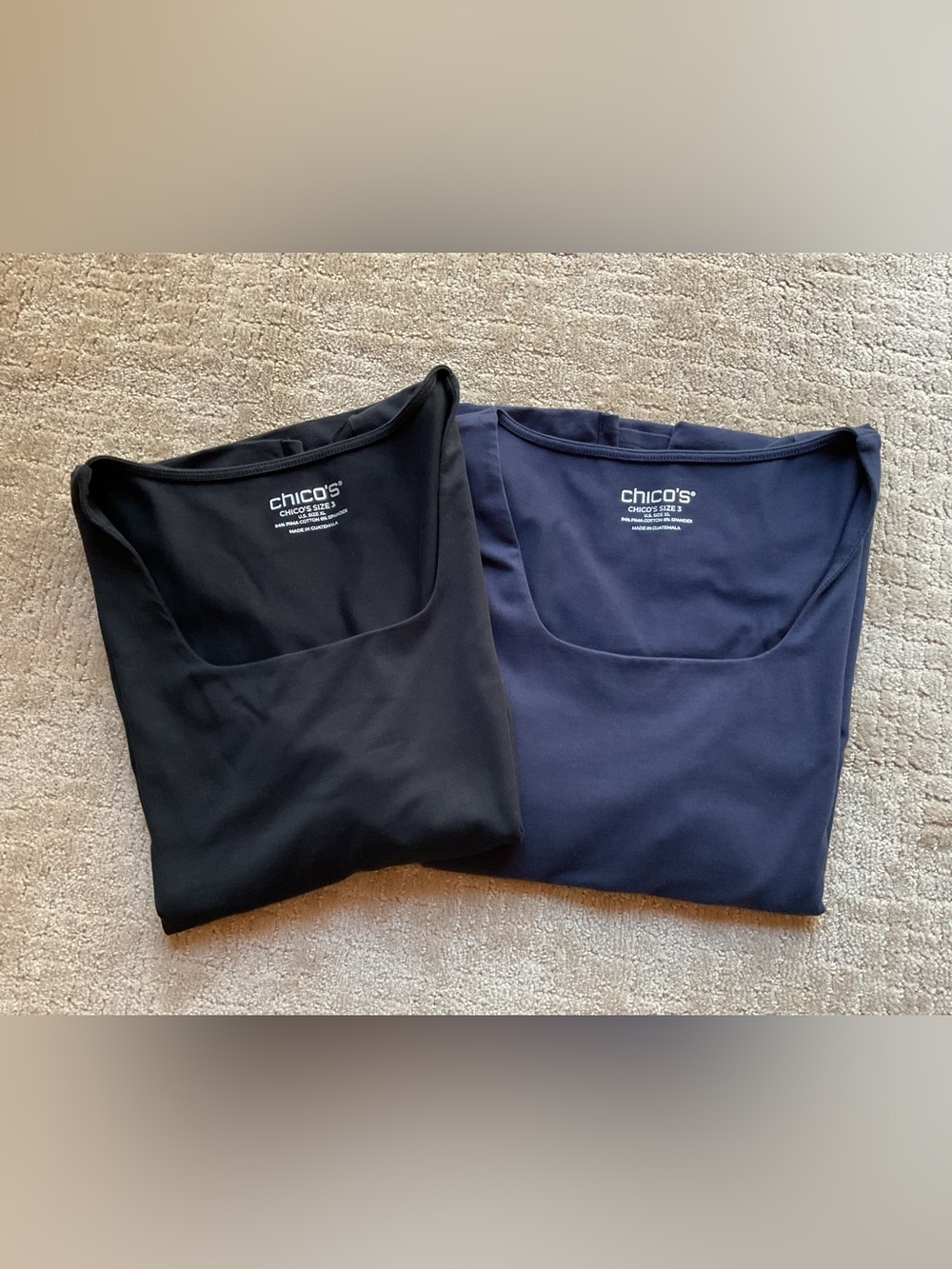 Chicos size 3 square neck tees, set of two